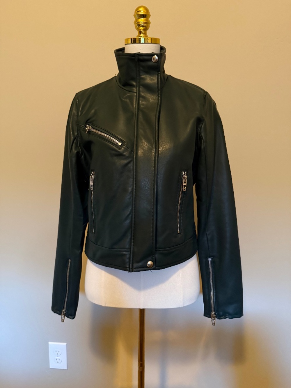 Blank NYC Faux Leather Funnel Neck Jacket